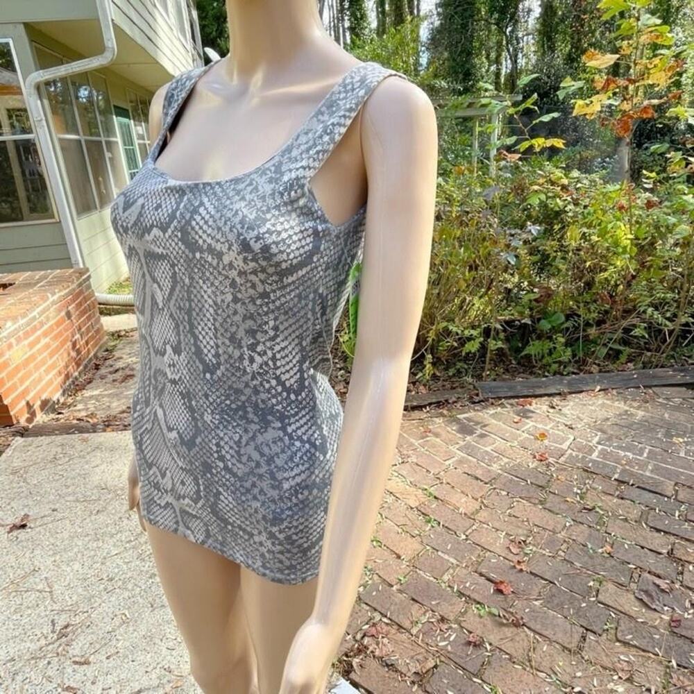 Zara Tank Top Womens Small Gray Snakeskin Print Sleeveless Scoop Neck Basic